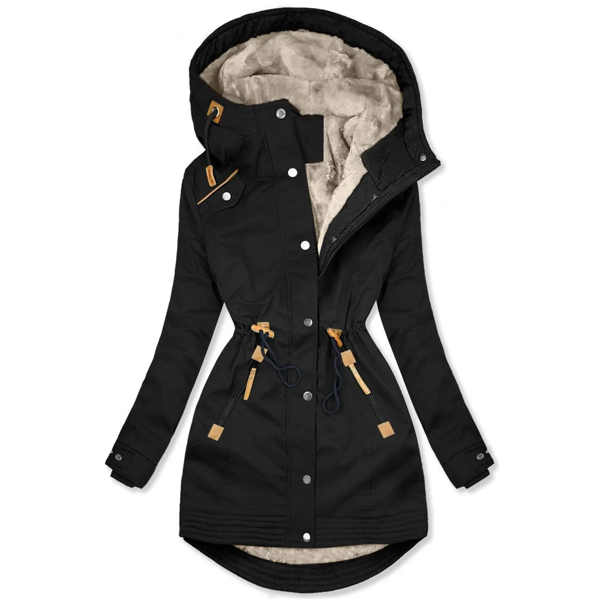 Windproof Hooded Fleece Lined Rain Jacket for Women