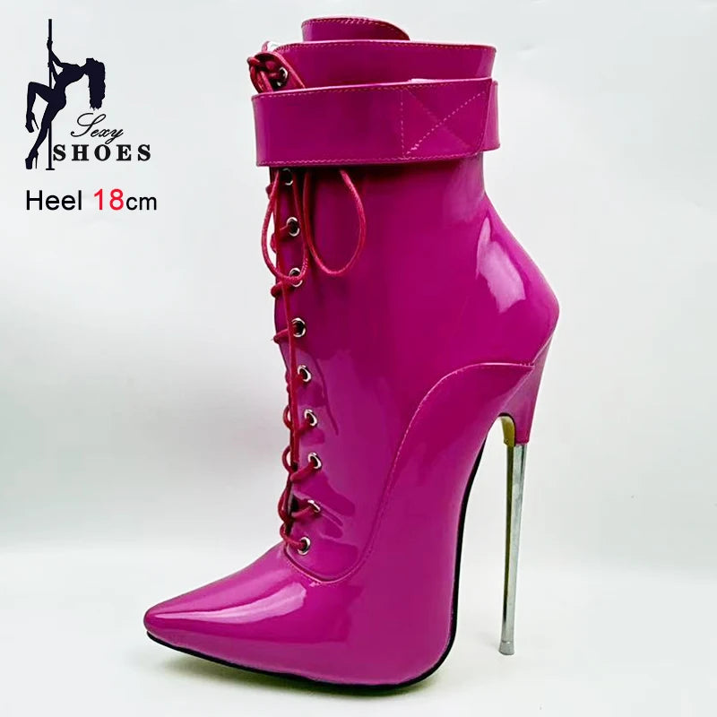 Sexy Pointed Toe Ankle Boots with Strap Wrap for Women