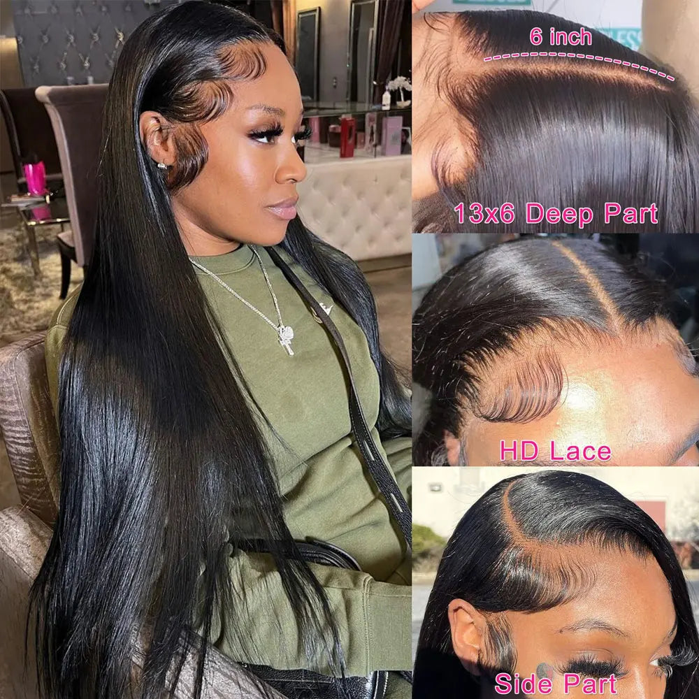 Long Straight HD Lace Front Human Hair Wig for Women