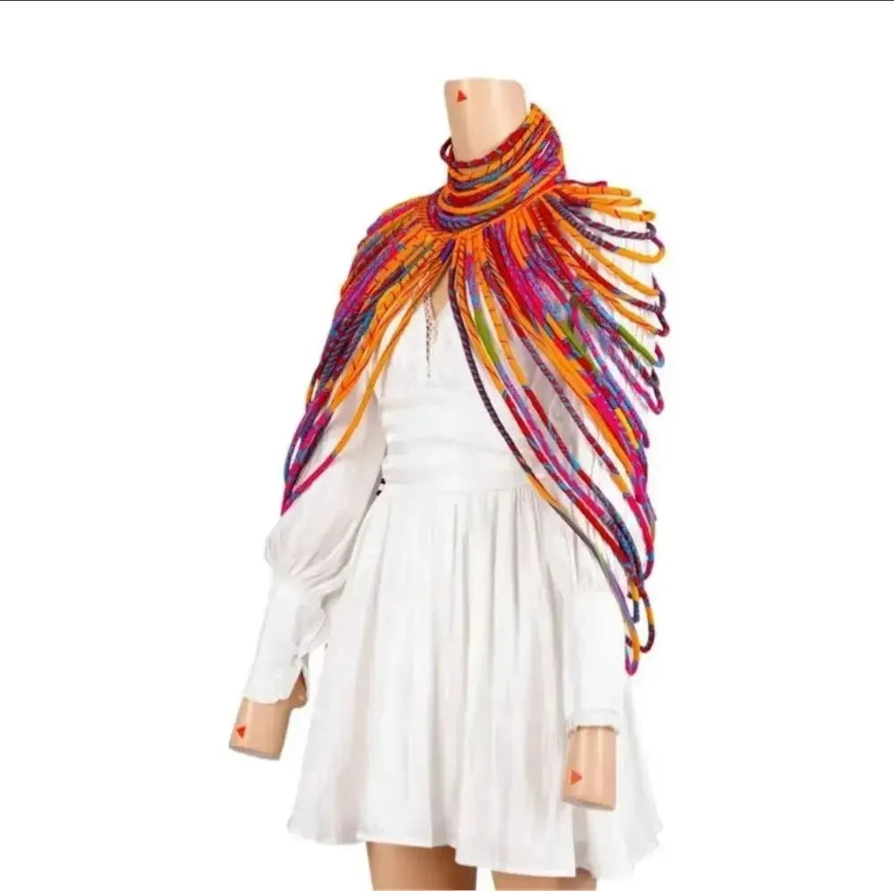 Colorful Ankara Multi Strand Necklace Set for Women