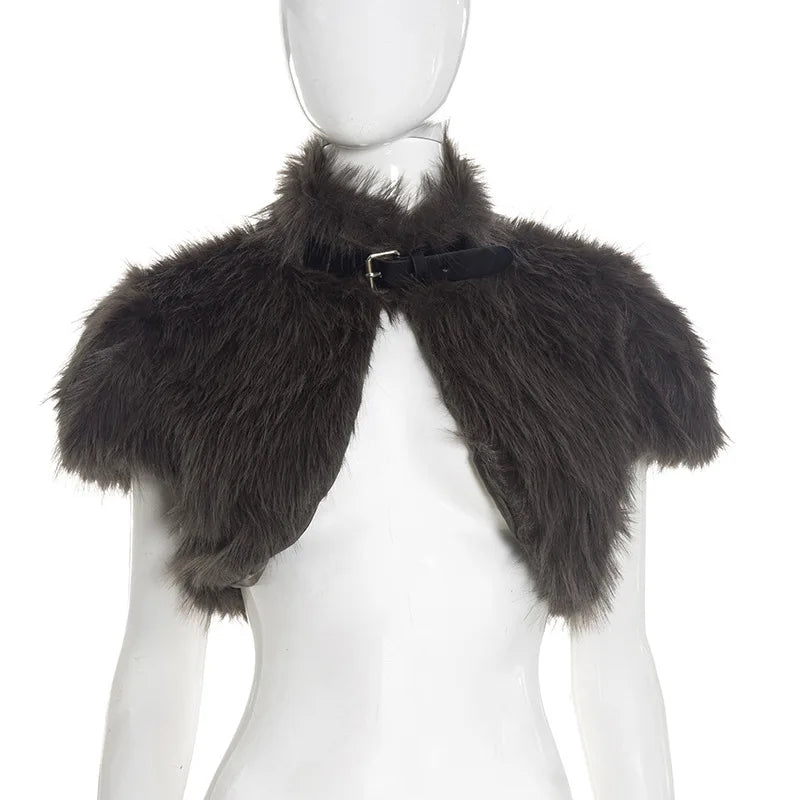 BOOFEENAA Fluffy Faux Fur Cropped Jacket Coat Woman Clothes Winter 2025 Streetwear Fashion Vest Top C85-EF24