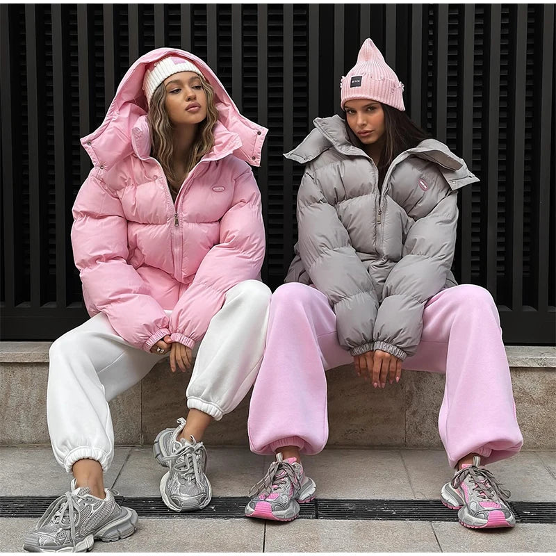 Casual Leopard Print Hooded Puffer Jacket For Women