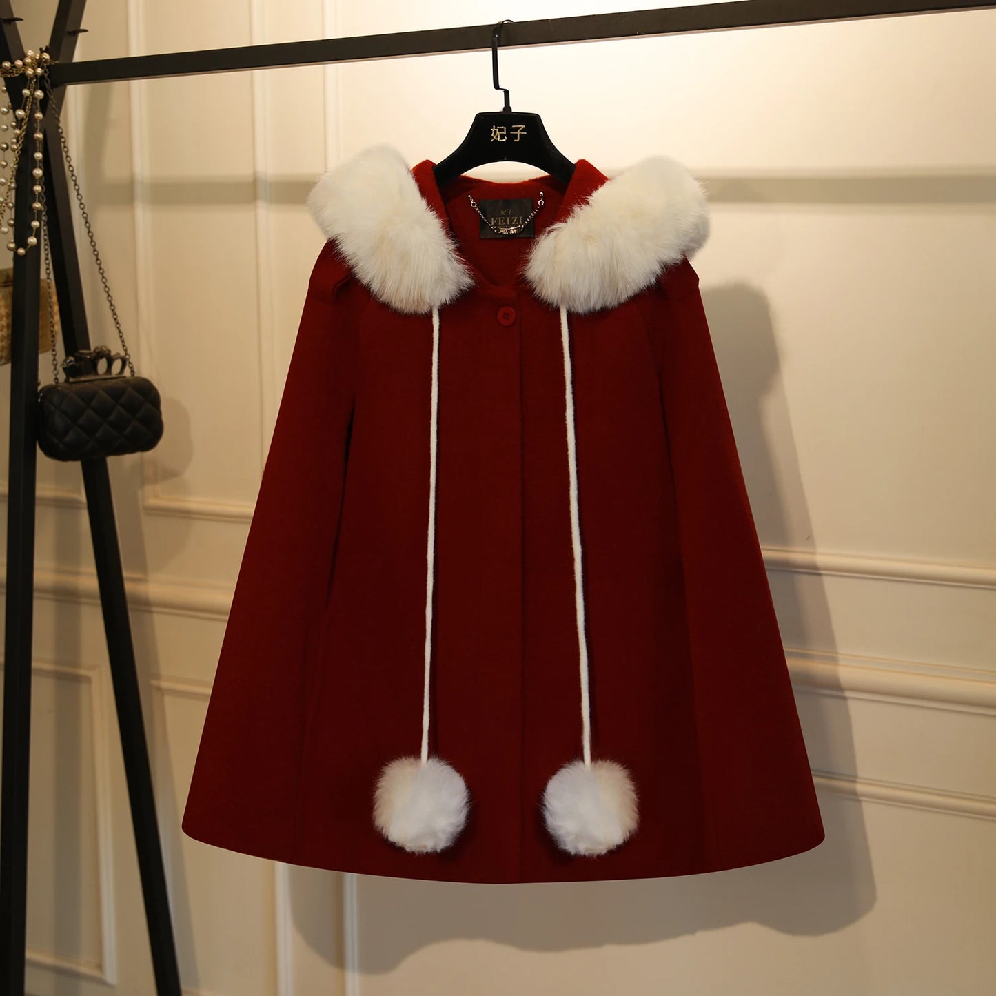 Heavy Elegant Cape Wool Coat for Women 2025 Autumn Winter New Korean Fashion Slimming Shawl Women's Woolen Coat