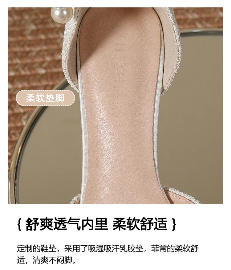 White Pearl Buckle Pointed Bridal Heels