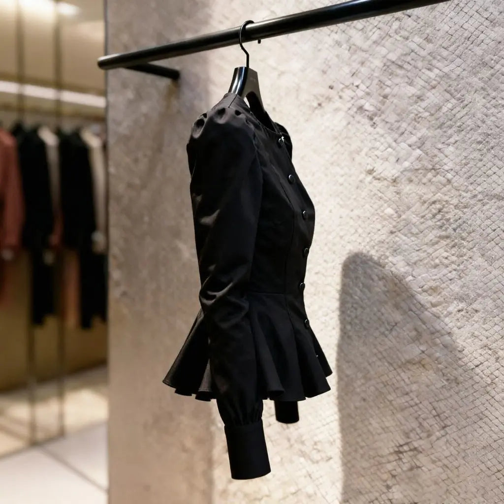 Classic Black Chiffon Round Neck Casual Shirt For Women