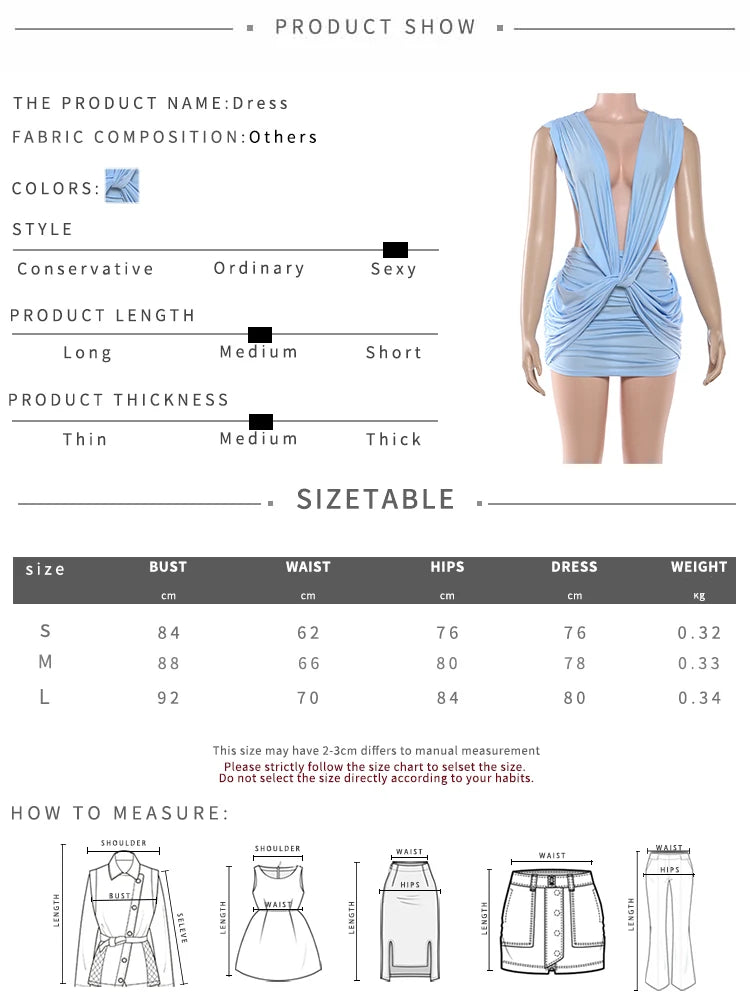 Ruched Deep V-Neck Sleeveless Chic Mini Dress for Women