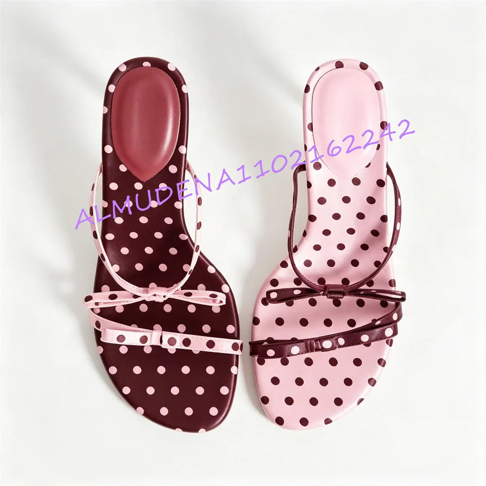 Elegant Polka Dot Satin Stiletto Heel Mules for Women