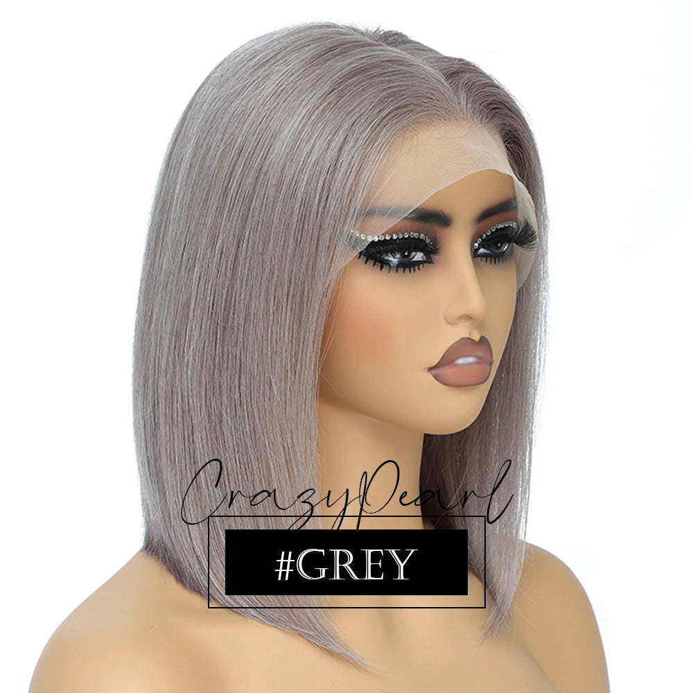 Short Transparent Lace Human Hair Bob Wig for Women