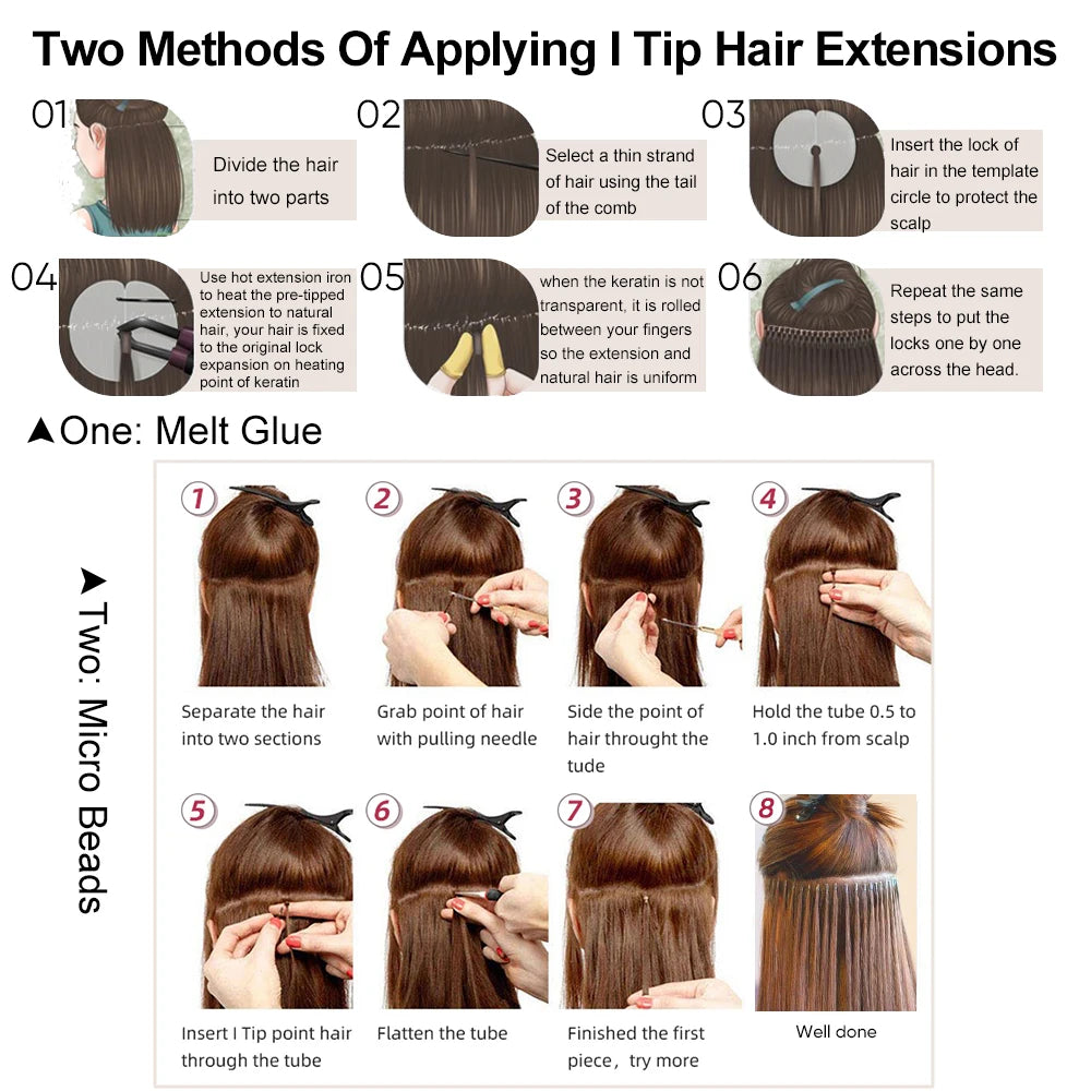Natural Water Wave I Tip Human Hair Extensions for Women