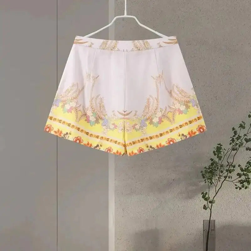 Casual Print Relaxed Fit Top and Shorts Set for Women
