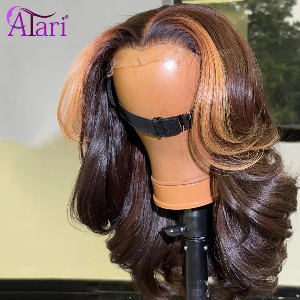 Brown Body Wave Human Hair Bob Wig