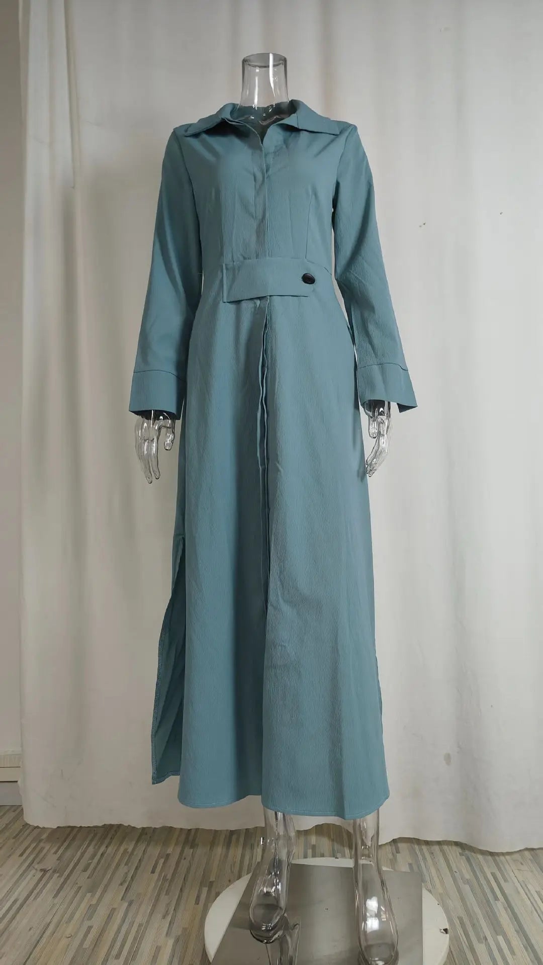 Autumn Elegant Long Sleeve V Neck Shirt Dress for Women