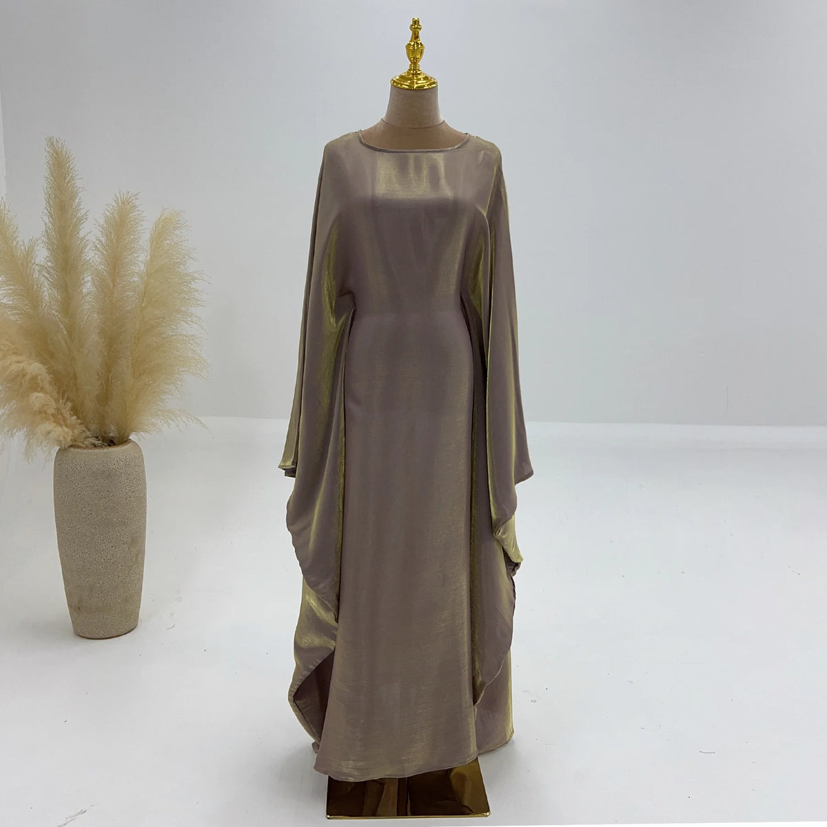Shiny Loose Ankle-Length Kaftan Maxi Dress for Women