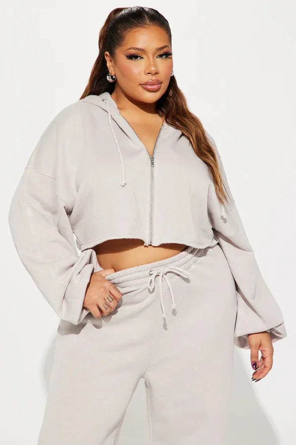 Hooded Cropped Sweatshirt And Long Pants Set for Women
