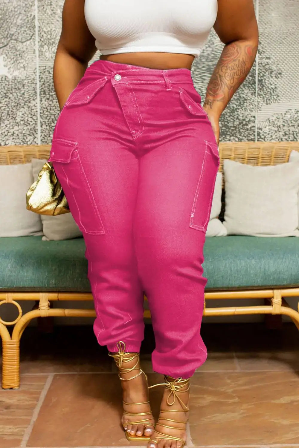 Plus Size All Season High Waist Blue Skinny Jeans for Women