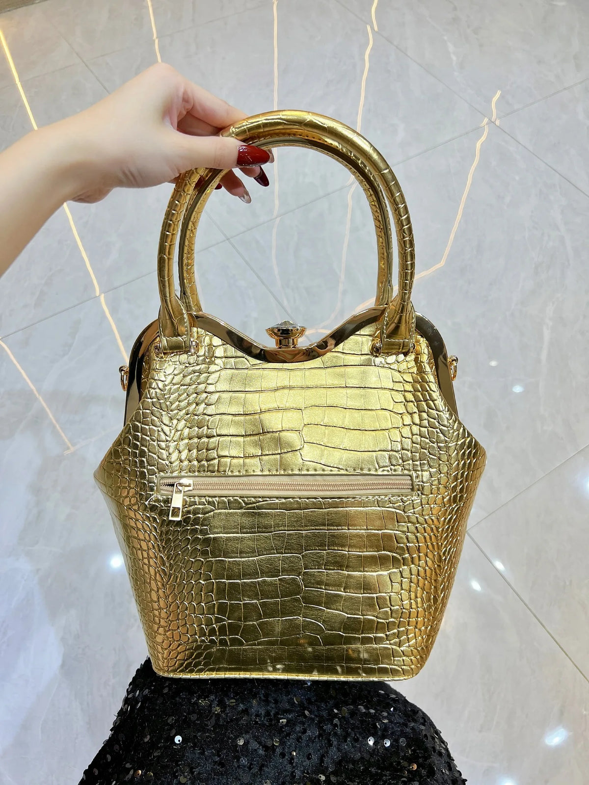 New Women's Dinner Bag with Diamonds Shiny Dinner Party Handbag Luxury Brand Diamond-encrusted Fashionable Women's Shoulder Bag