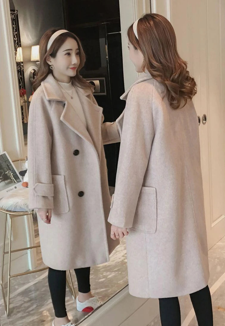 Padded Mixtures Jacket Woman Long Loose Cotton Wool Blend Coat for Women Pink Elegant Outerwears New in Novelty High Quality Hot