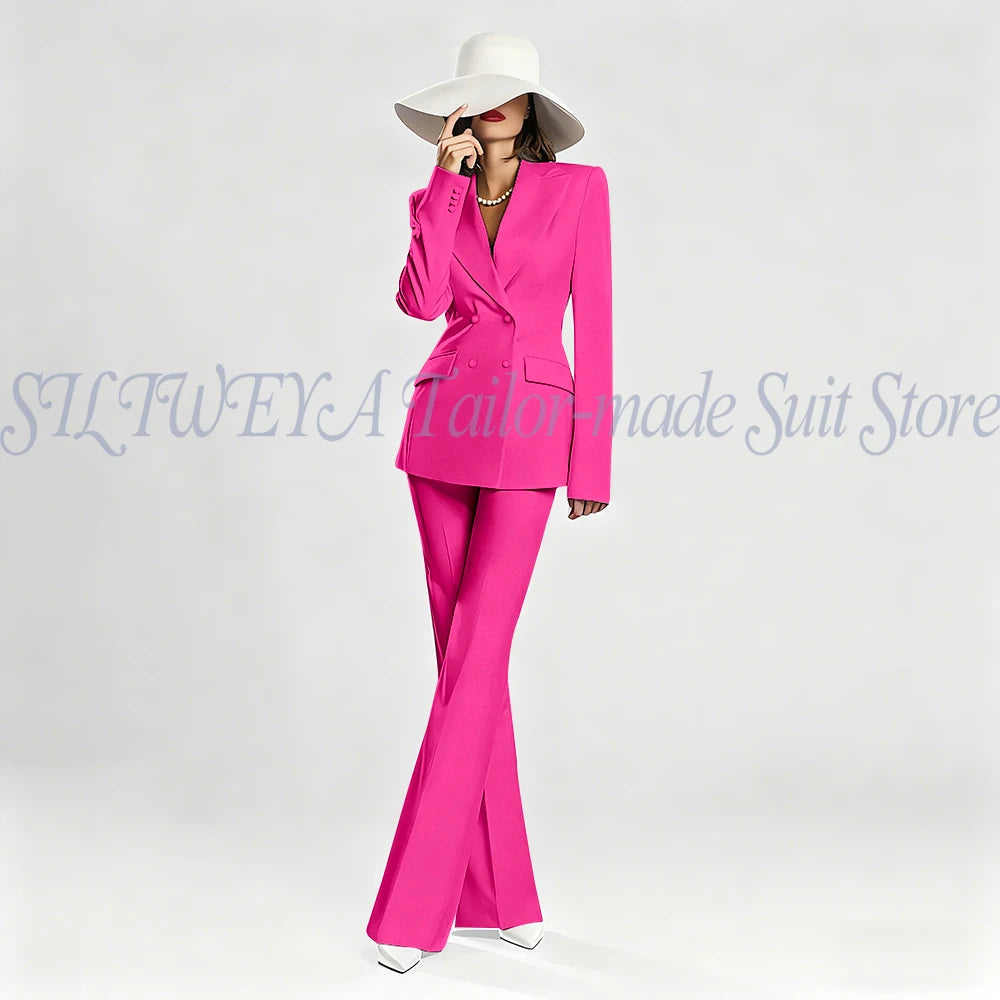 Slim Fit Double Breasted Blazer Suit Set for Women