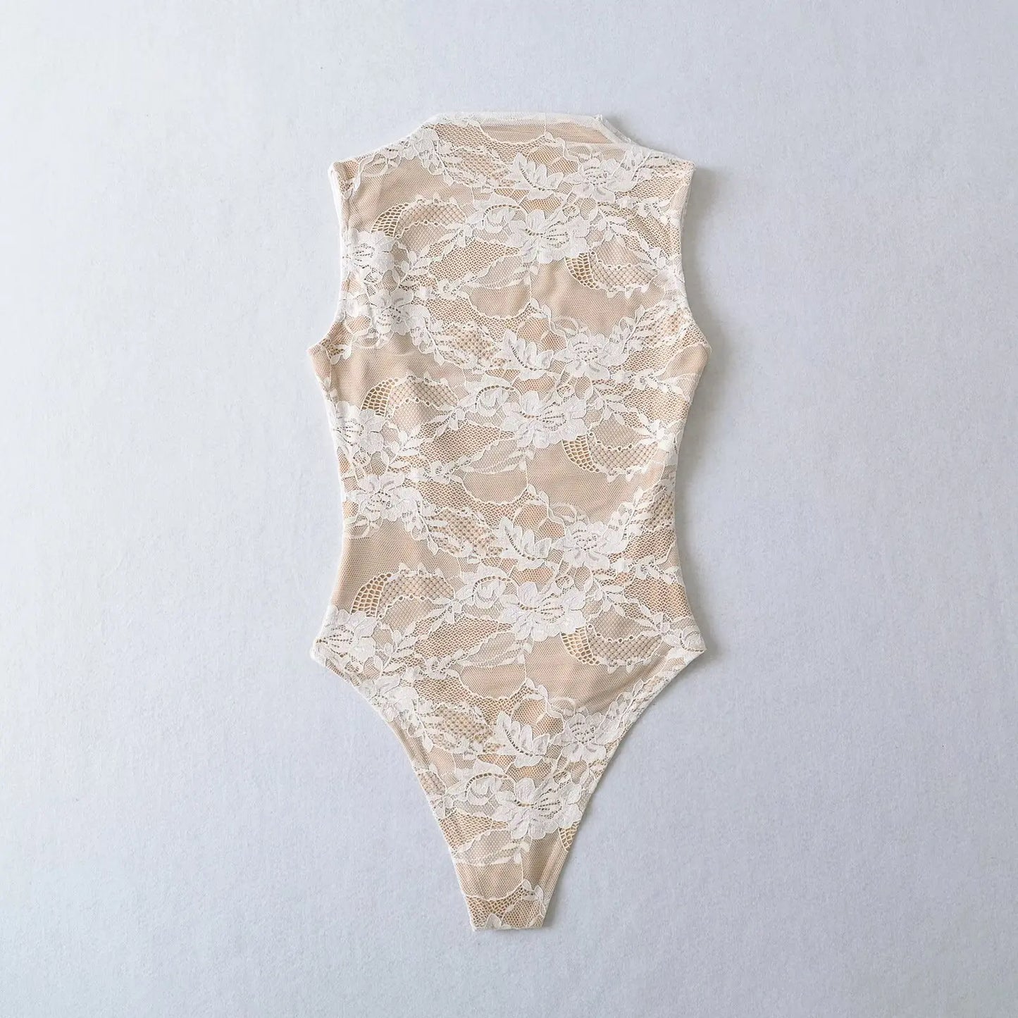 Elegant Sleeveless Bodycon Lace Bodysuit Top For Women