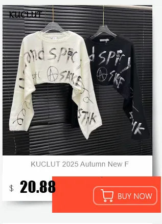 KUCLUT 2025 Autumn New Fashion Ruffle Plaid Batwing Sleeve Zipper Loose Jacket For Casual Elastic Waist Wide-Leg Pants 1A621