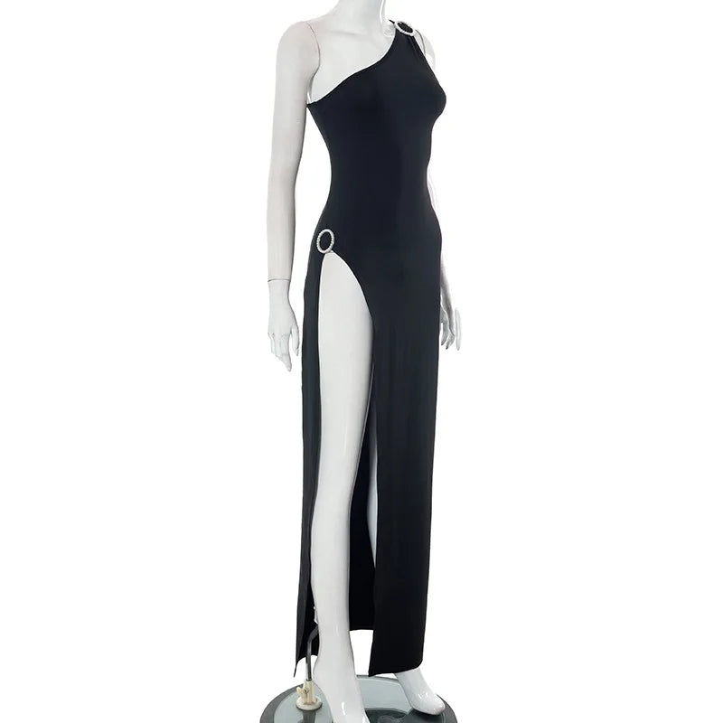Backless One Shoulder Maxi Dress