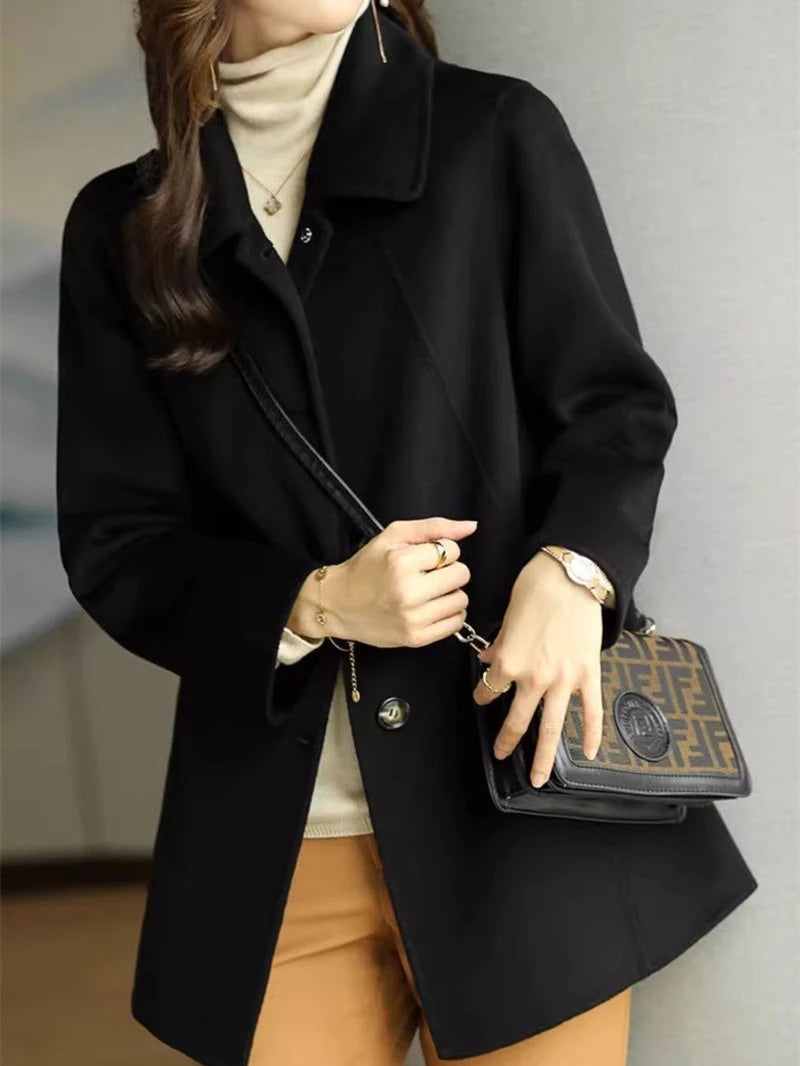 Women's Wool & Blends Coat Long Plain Ladies Jackets Loose Sleeve Casual Cheap Trendy Fashion 2025 Single Medium Outerwears Hot