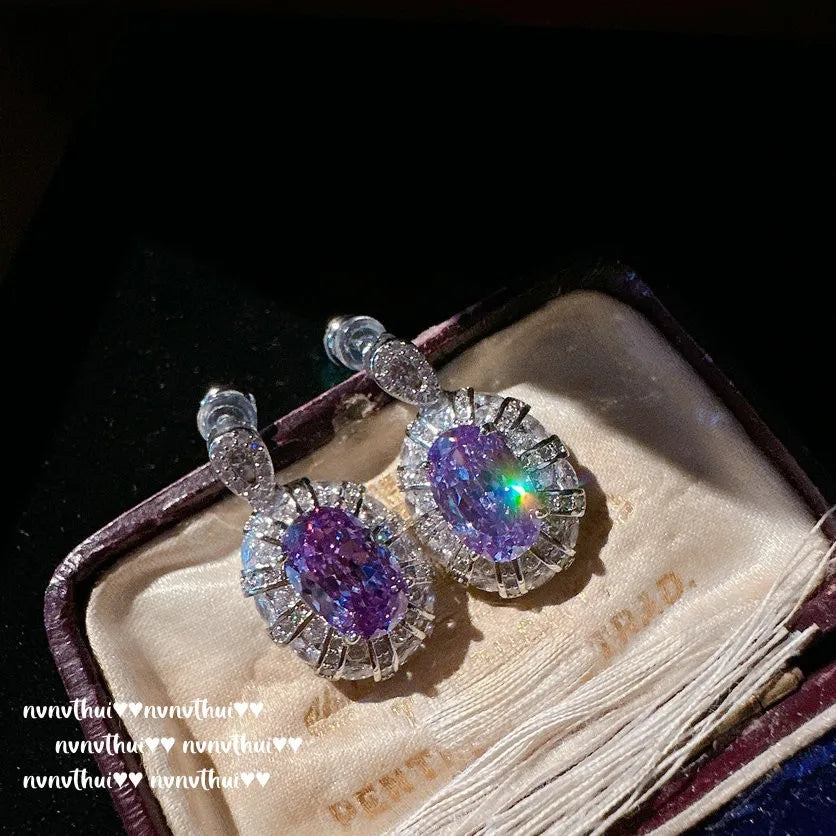 Elegant Geometric Amethyst Bridal Jewelry Set for Women