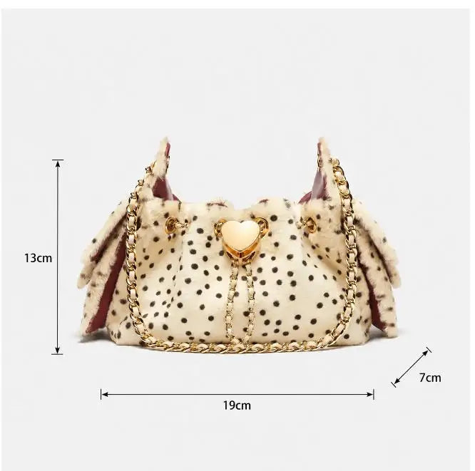 Women Shoulder Crossbody Bag Faux Fur leopard print Bucket Bag Luxury Plush Commuter Handbag Fashion Large Capacity Tote Bag