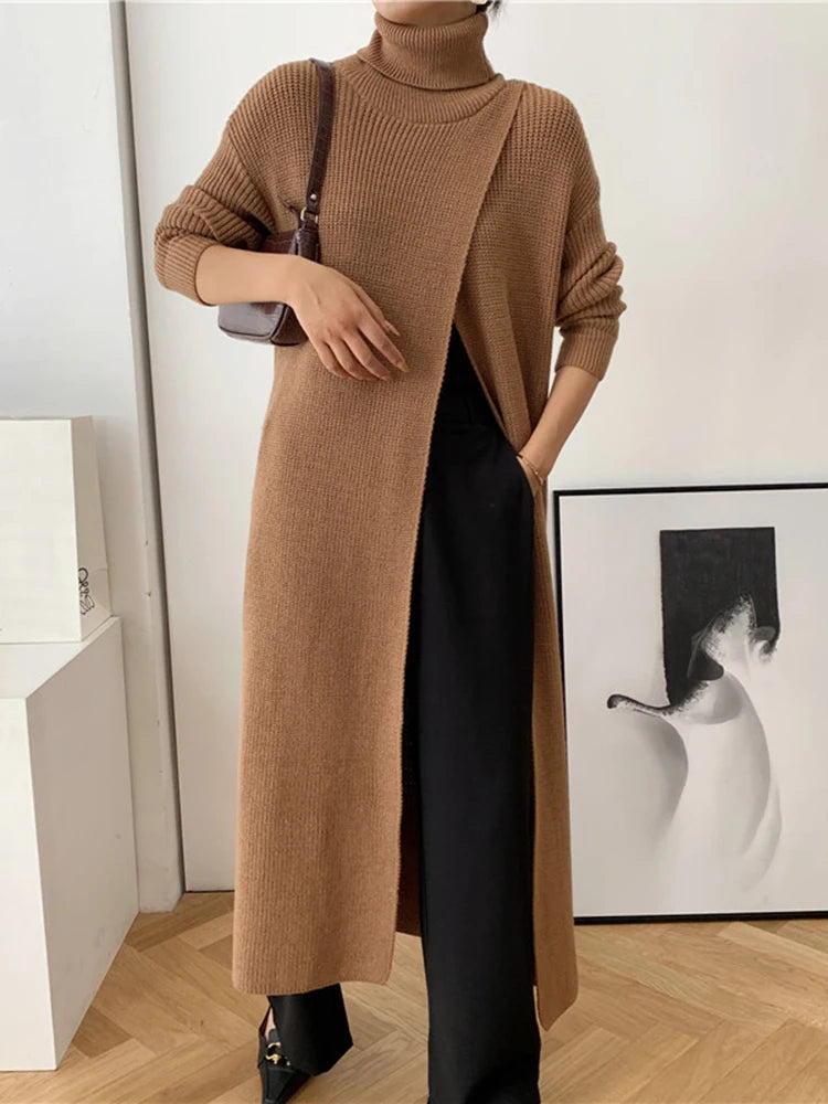 Loose Fit Turtleneck Knit Sweater