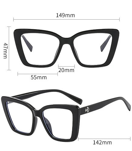 Vintage Black Floral Square Reading Glasses With Blue Light Filter for Women