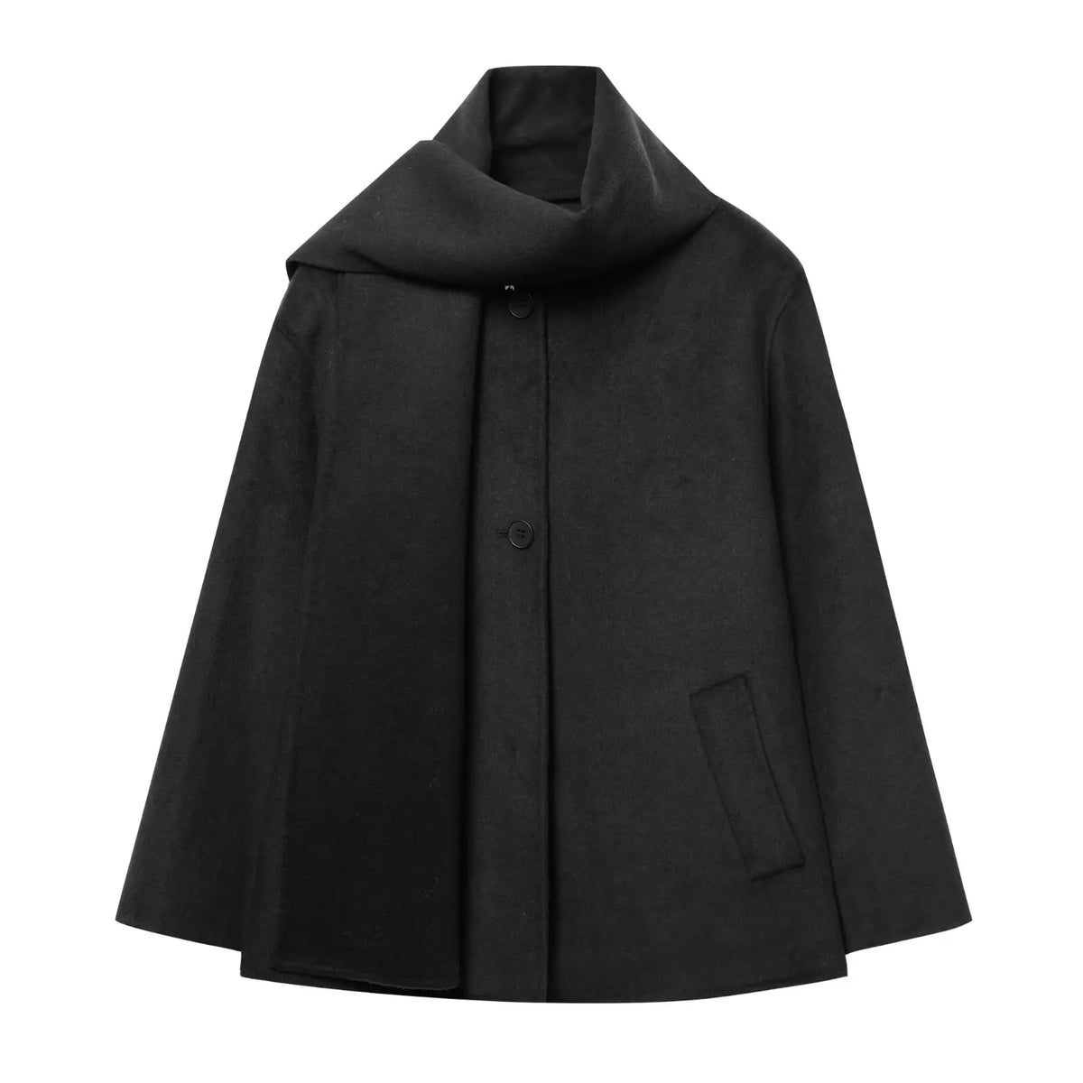 Classic Long Trench Coat With Detachable Scarf for Women