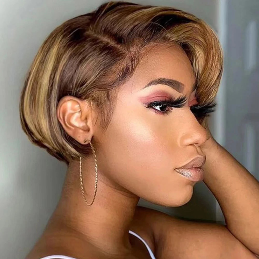 Short Pixie Cut Lace Front Wigs Human Hair 13X4 Straight Lace Human Hair Wigs For Black Women Wear And Go Glueless Wigs 180%