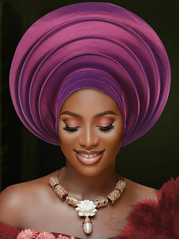 African Wedding Gele Turban Head Wrap Cap for Women