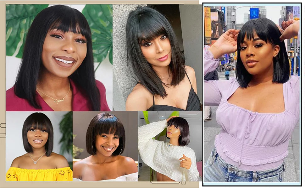 Straight Glueless HD Lace Bob Wig With Bangs for Women