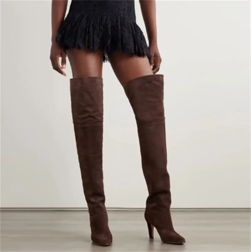 Plus Size Wide Calf Leather Over The Knee Boots for Women