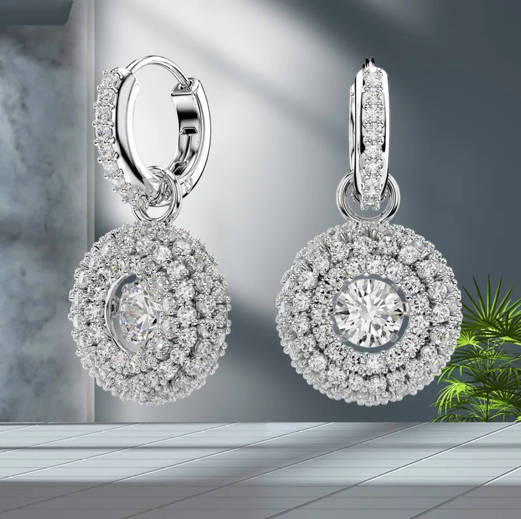 Elegant Silver Crystal Necklace And Earring Set for Women