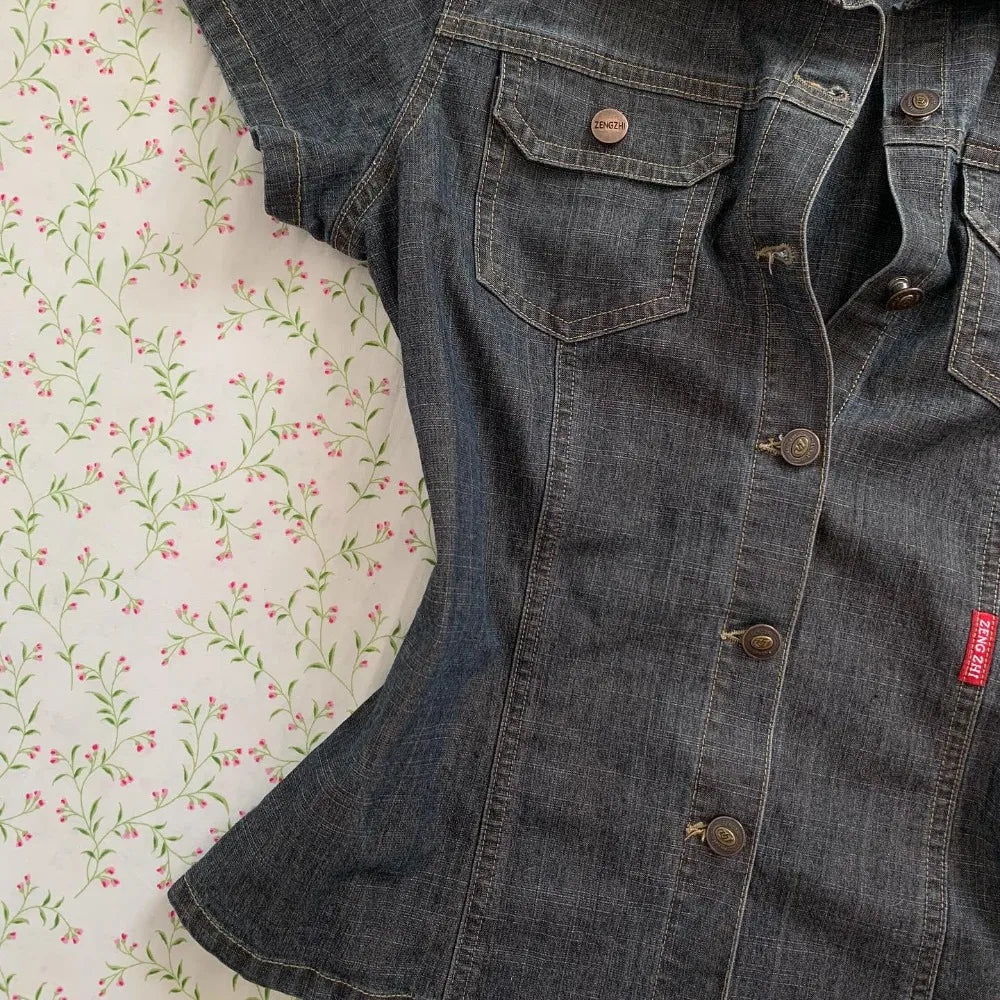Y2K Streetwear Button-Front Top