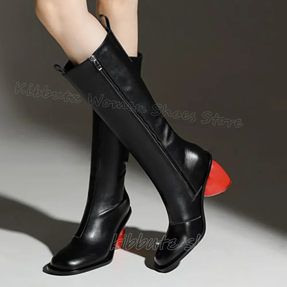 Heart Shaped Heels Knee High Boots