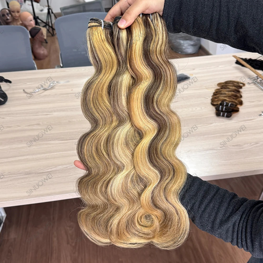 Honey Blonde Highlight Body Wave Hair Bundles for Women