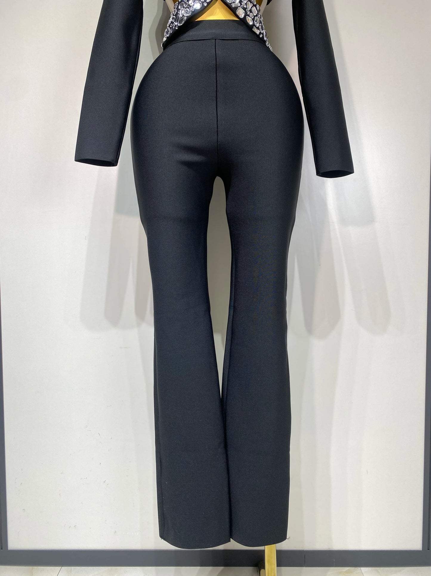 Women Sexy Long Sleeve Beading Bodycon Two Pieces Pants Bandage Set 2025 Celebrity Designer Fashion Women's Luxury Birthday Set