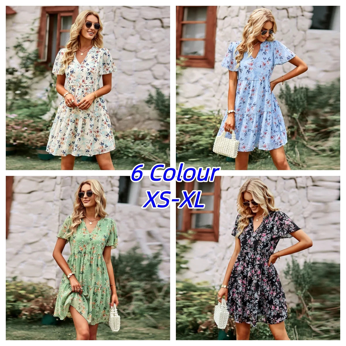 Casual Round Neck Floral Print Pullover Dress For Women