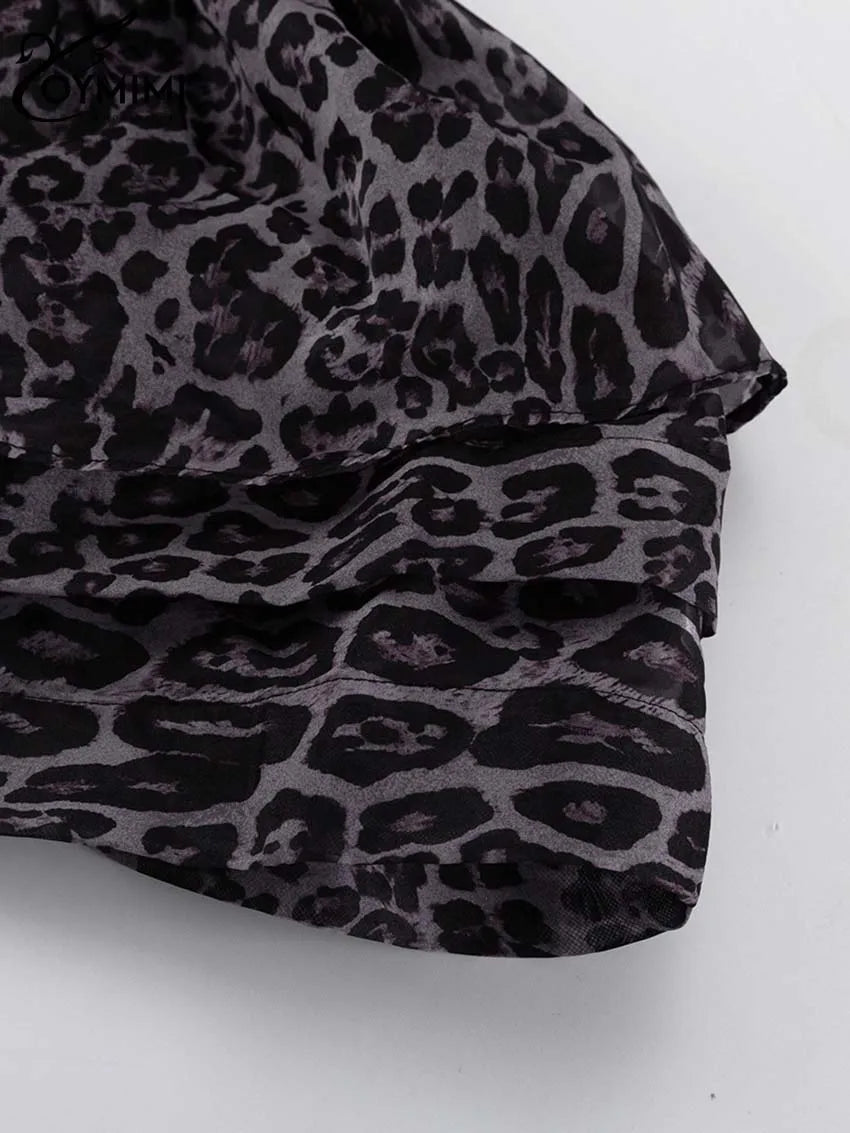 Leopard Print Lace-Up Mini Dress