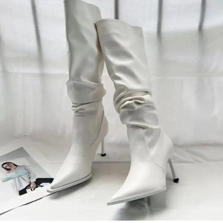 Elegant Pointed Toe Stiletto Knee High Boots for Women