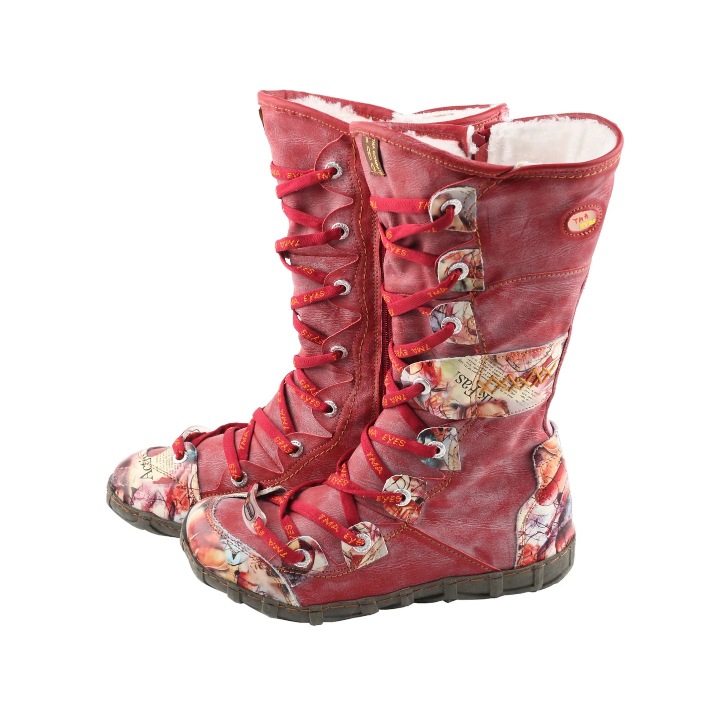 Contrast Stitch Leather Zipper Boot