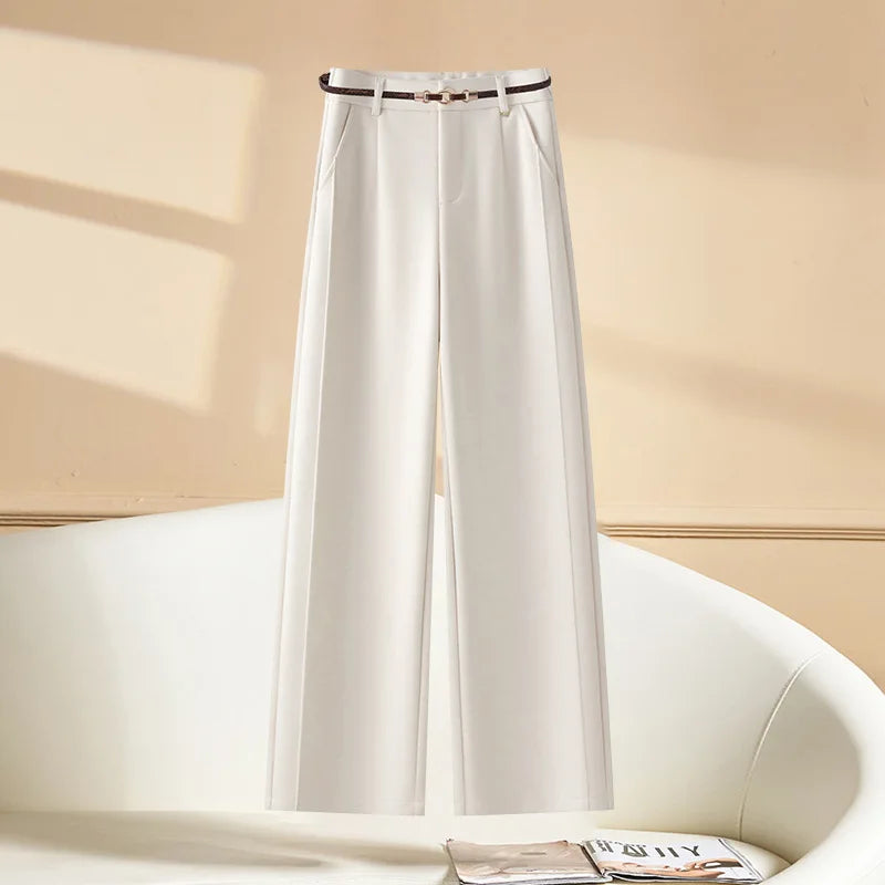 Full Length Textured Woolen Wide Leg Pants For Women