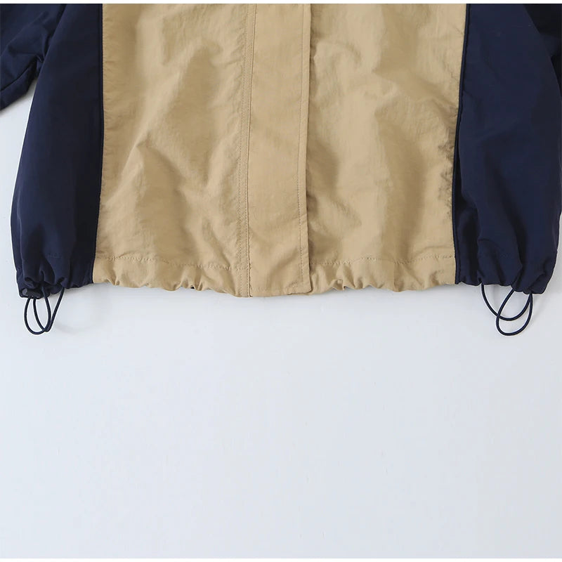 Color Block Two Piece Tracksuit With Cropped Jacket for Women