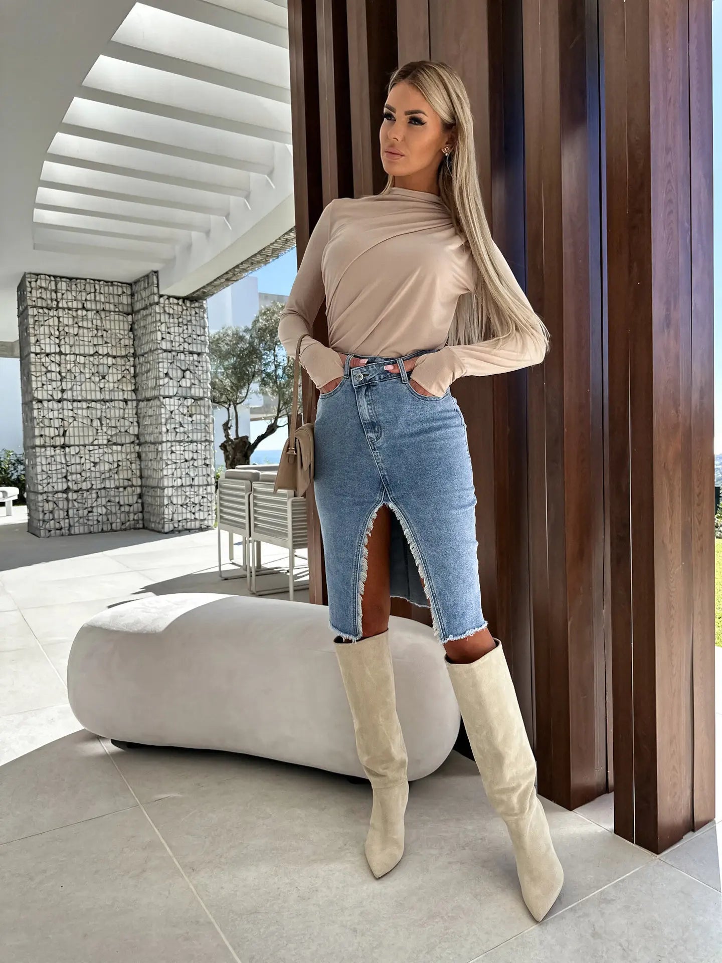 Denim Package Hip Skirt Sexy Pencil Y2K Fresh Sweet Denim Skirts Women Slit Fashionable Casual Solid Color Jeans Skirts