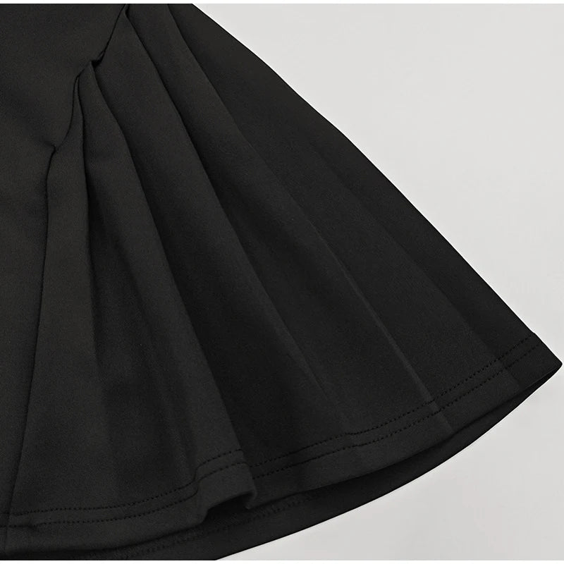 V Neck Pleated Patchwork With Long Sleeves Dress for Women