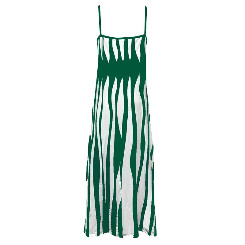 Casual Striped Sleeveless Knit Maxi Dress For Women