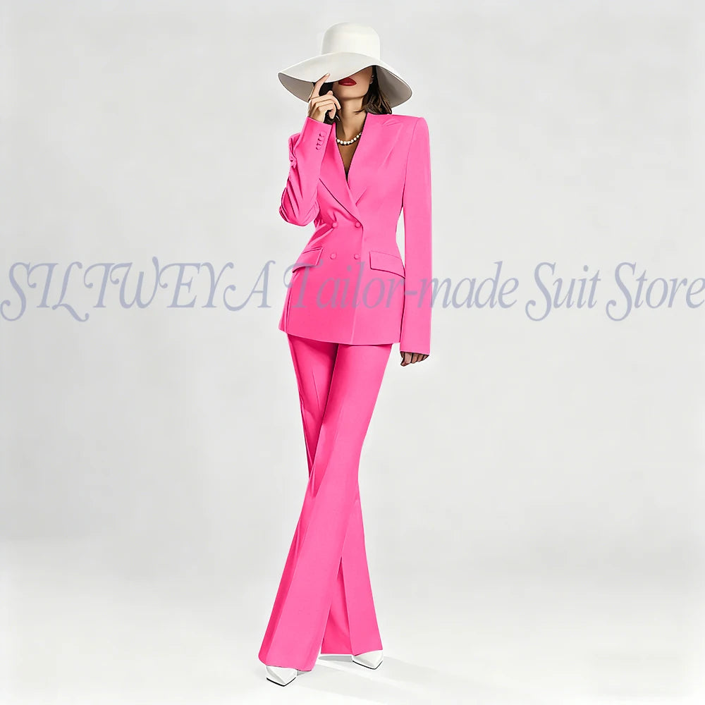 Slim Fit Double Breasted Blazer Suit Set for Women